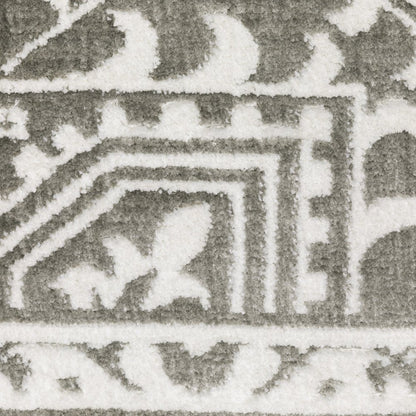 8' X 11' Gray And White Oriental Distressed Area Rug