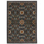 7' X 10' Blue Ivory And Red Oriental Area Rug With Fringe