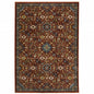 3' X 5' Red Blue Gold And Ivory Oriental Power Loom Stain Resistant Area Rug With Fringe