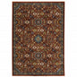5' X 8' Red Blue Gold And Ivory Oriental Power Loom Stain Resistant Area Rug With Fringe