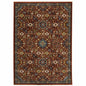 7' X 10' Red Yellow And Black Oriental Area Rug With Fringe