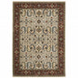 2' X 3' Ivory Red Green Grey Blue And Navy Oriental Power Loom Stain Resistant Area Rug With Fringe