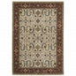 7' X 10' Ivory And Red Oriental Area Rug With Fringe