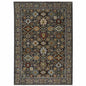 3' X 5' Blue Red Beige Orange Green And Rust Oriental Power Loom Stain Resistant Area Rug With Fringe