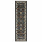2' X 8' Blue And Beige Oriental Power Loom Runner Rug With Fringe