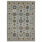 10' X 13' Blue Beige Grey Green Yellow And Rust Oriental Power Loom Stain Resistant Area Rug With Fringe