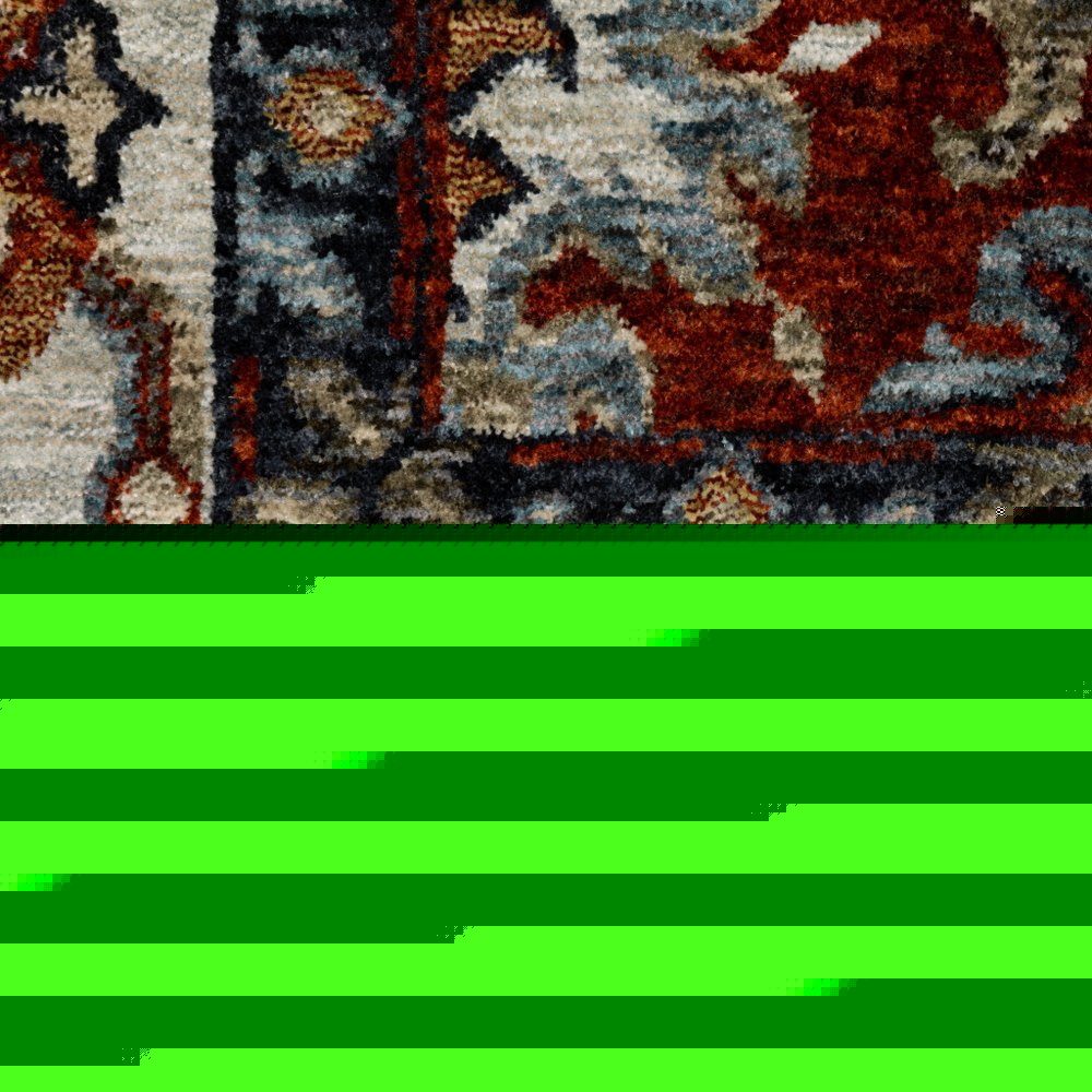 2' X 3' Red Blue Ivory Gold And Navy Oriental Power Loom Stain Resistant Area Rug With Fringe
