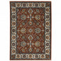 6' X 9' Red Blue Ivory Gold And Navy Oriental Power Loom Stain Resistant Area Rug With Fringe