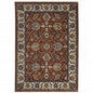 10' X 13' Red Blue Ivory Gold And Navy Oriental Power Loom Stain Resistant Area Rug With Fringe