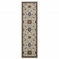 2' X 8' Beige Rust Red Blue Gold And Grey Oriental Power Loom Stain Resistant Runner Rug With Fringe