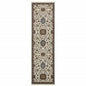 2' X 8' Beige Rust Red Blue Gold And Grey Oriental Power Loom Stain Resistant Runner Rug With Fringe