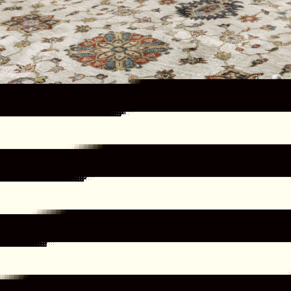 2' X 8' Beige Rust Red Blue Gold And Grey Oriental Power Loom Stain Resistant Runner Rug With Fringe