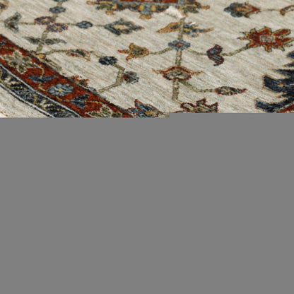 5' X 8' Beige Rust Red Blue Gold And Grey Oriental Power Loom Stain Resistant Area Rug With Fringe