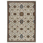7' X 10' Ivory Red And Yellow Oriental Area Rug With Fringe