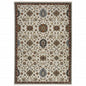 10' X 13' Beige Rust Red Blue Gold And Grey Oriental Power Loom Stain Resistant Area Rug With Fringe