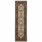 2' X 8' Ivory Beige Red Blue Gold Green And Navy Oriental Power Loom Stain Resistant Runner Rug With Fringe