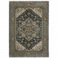 3' X 5' Blue And Green Oriental Power Loom Area Rug With Fringe