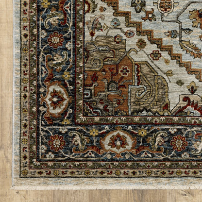 3' X 5' Beige And Ivory Oriental Area Rug With Fringe