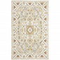 10' X 13' Ivory Beige Gold And Muted Grey Oriental Tufted Handmade Stain Resistant Area Rug