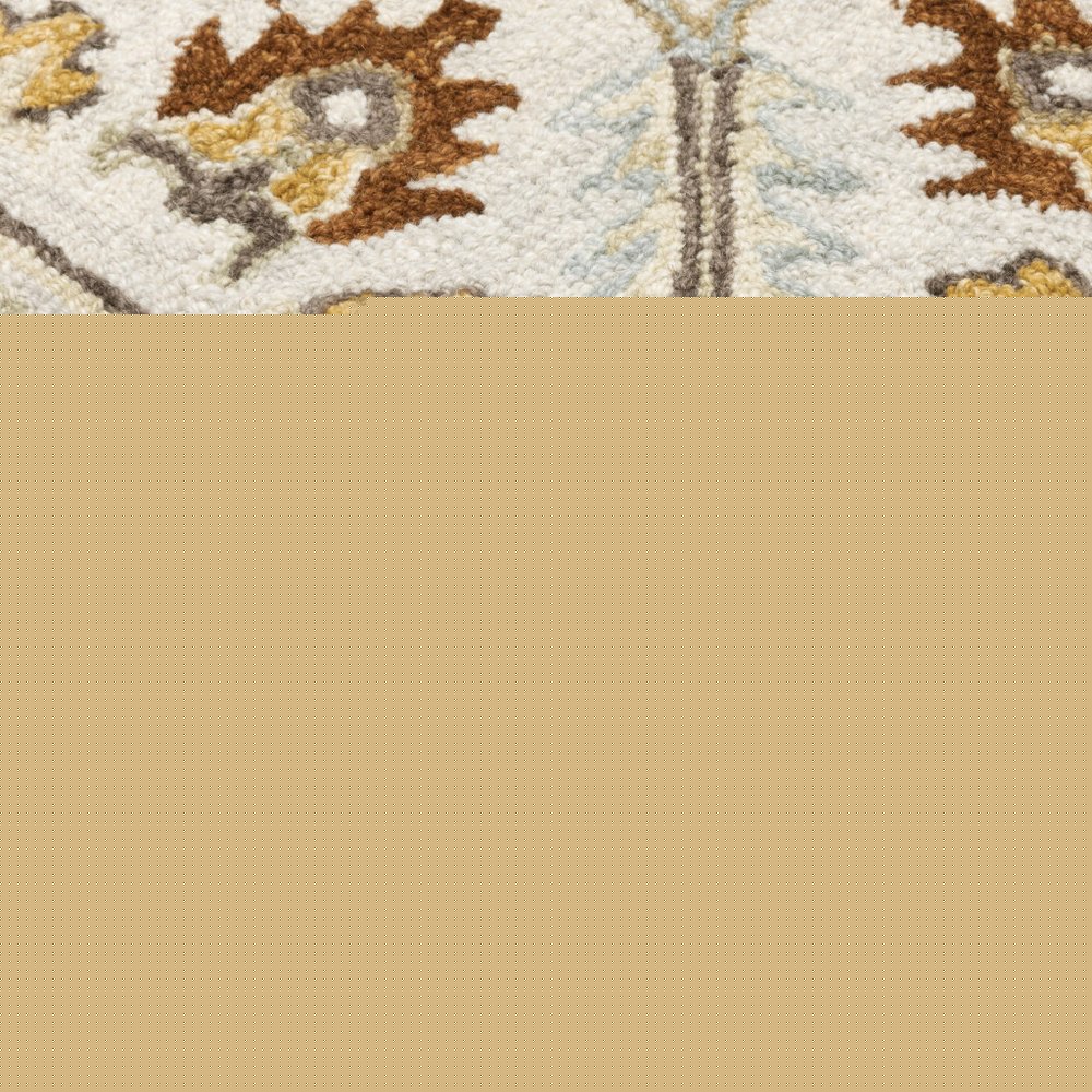 2' X 8' Ivory Beige Gold And Muted Grey Oriental Tufted Handmade Stain Resistant Runner Rug