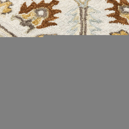2' X 8' Ivory Beige Gold And Muted Grey Oriental Tufted Handmade Stain Resistant Runner Rug