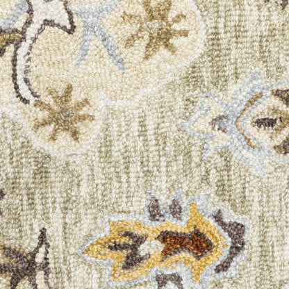 4' X 6' Ivory Beige Gold And Muted Grey Oriental Tufted Handmade Stain Resistant Area Rug