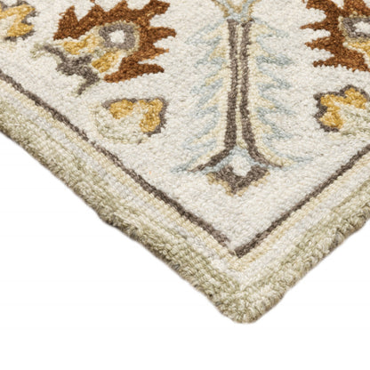 4' X 6' Ivory Beige Gold And Muted Grey Oriental Tufted Handmade Stain Resistant Area Rug