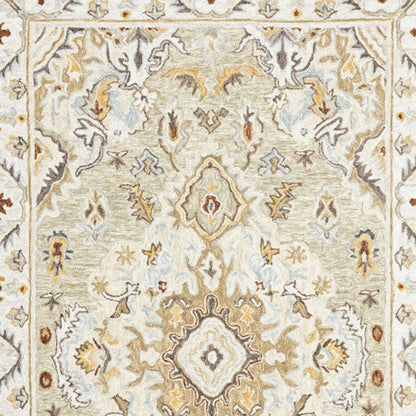 4' X 6' Ivory Beige Gold And Muted Grey Oriental Tufted Handmade Stain Resistant Area Rug