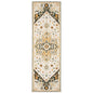 8' Ivory and Black Oriental Handmade Runner Rug
