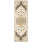 8' Ivory and Black Oriental Handmade Runner Rug
