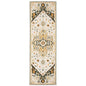 8' Ivory and Black Oriental Handmade Runner Rug