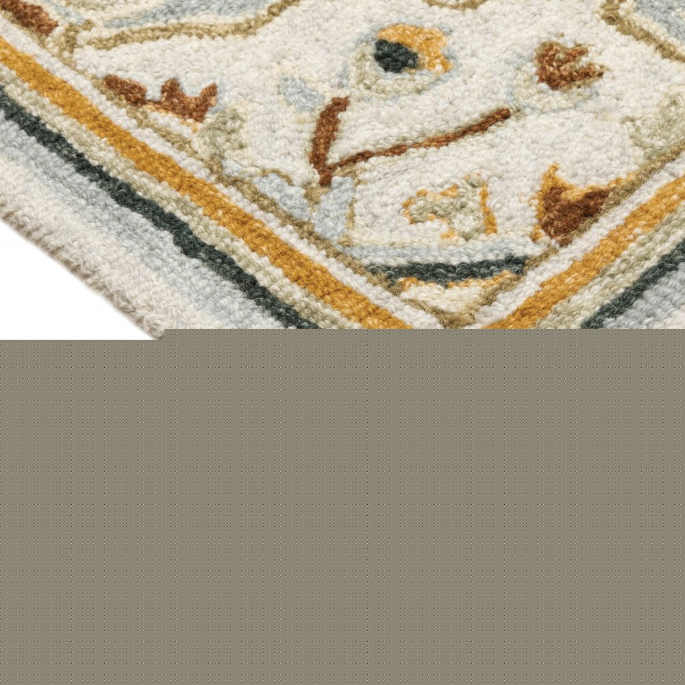 8' X 10' Ivory Charcoal Gold Clay And Muted Blue Oriental Tufted Handmade Stain Resistant Area Rug