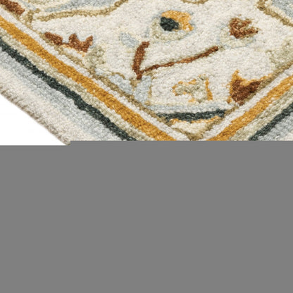 8' X 10' Ivory Charcoal Gold Clay And Muted Blue Oriental Tufted Handmade Stain Resistant Area Rug