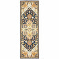 2' X 8' Navy Rust Blue Ivory And Gold Oriental Tufted Handmade Stain Resistant Runner Rug