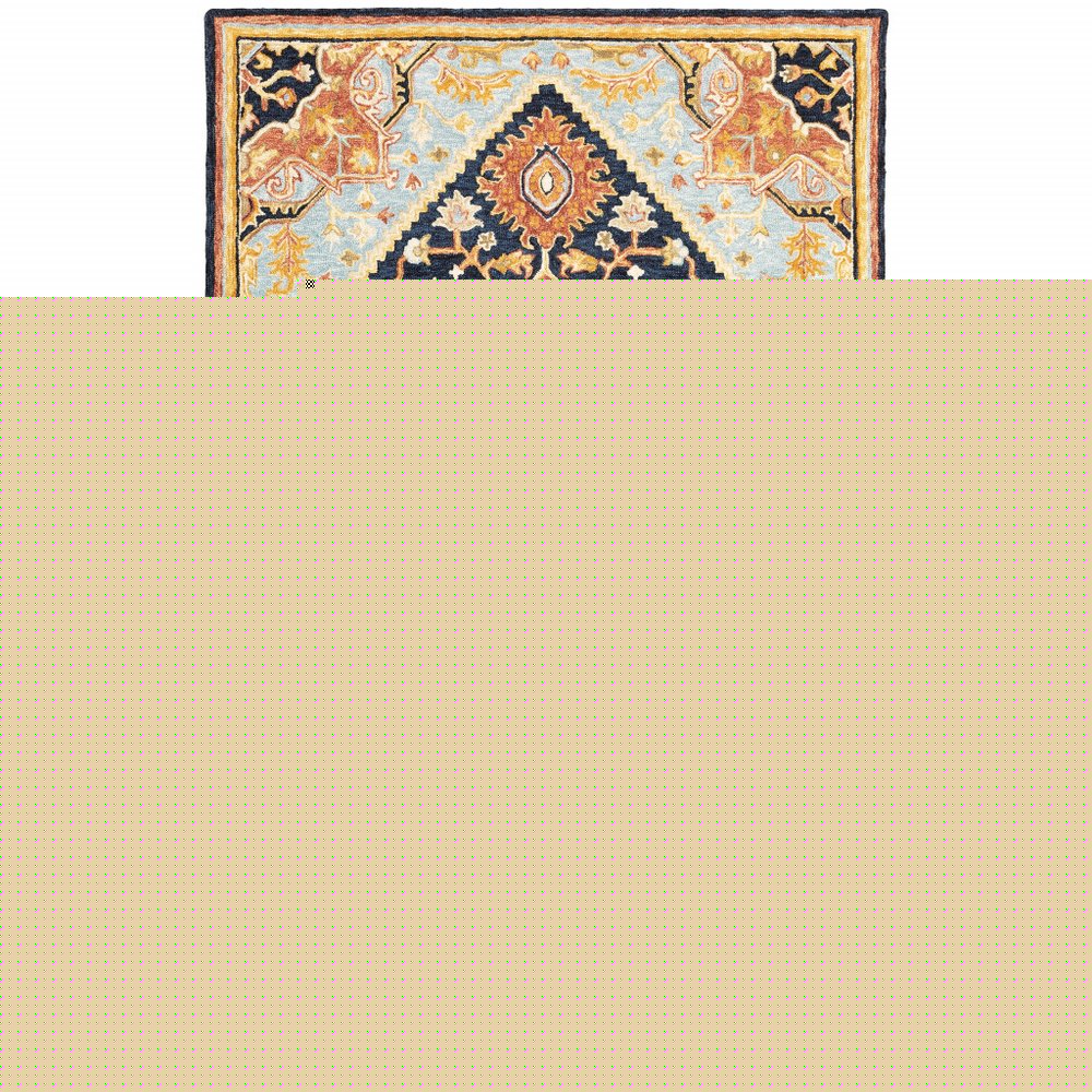 8' X 10' Navy Rust Blue Ivory And Gold Oriental Tufted Handmade Stain Resistant Area Rug