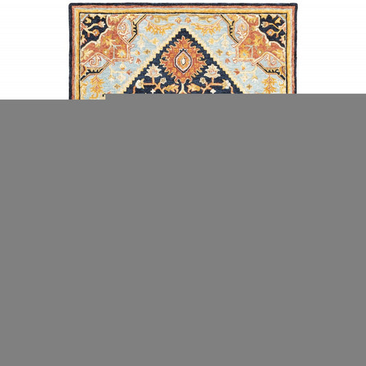 8' X 10' Navy Rust Blue Ivory And Gold Oriental Tufted Handmade Stain Resistant Area Rug