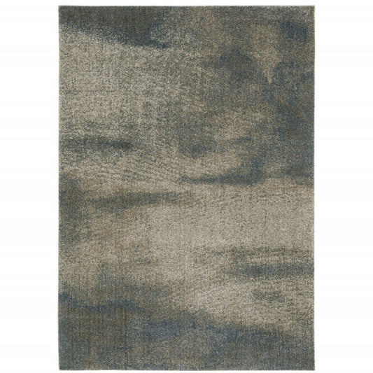 5' X 8' Beige And Blue Abstract Distressed Area Rug