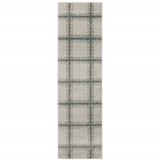 8' Gray Geometric Runner Rug