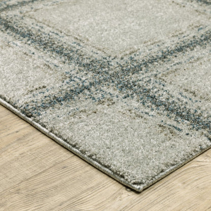 8' Gray Geometric Runner Rug
