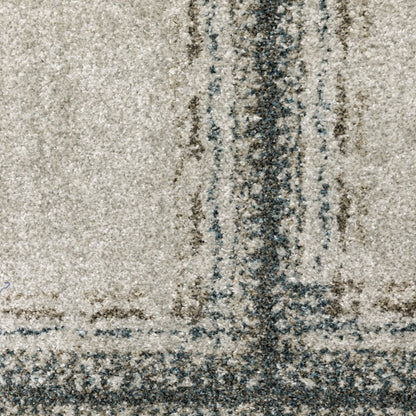 8' Gray Geometric Runner Rug