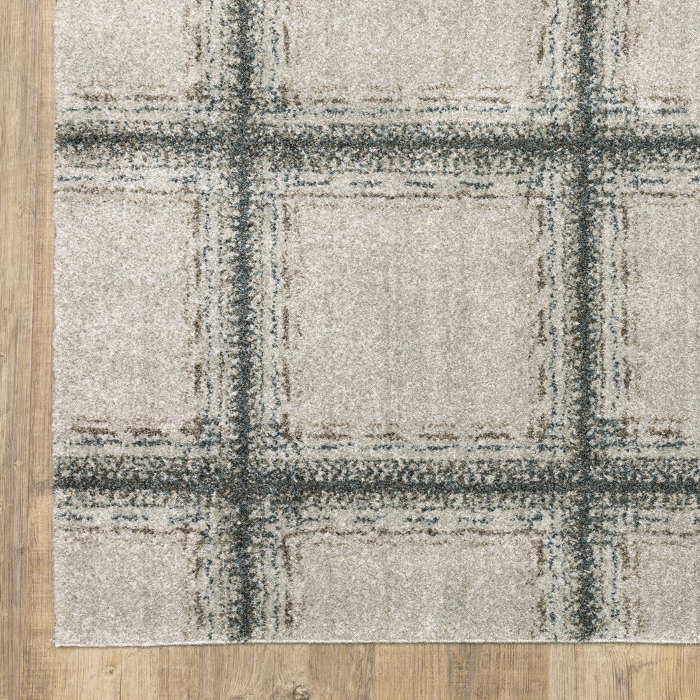 8' Gray Geometric Runner Rug