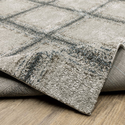 8' Gray Geometric Runner Rug