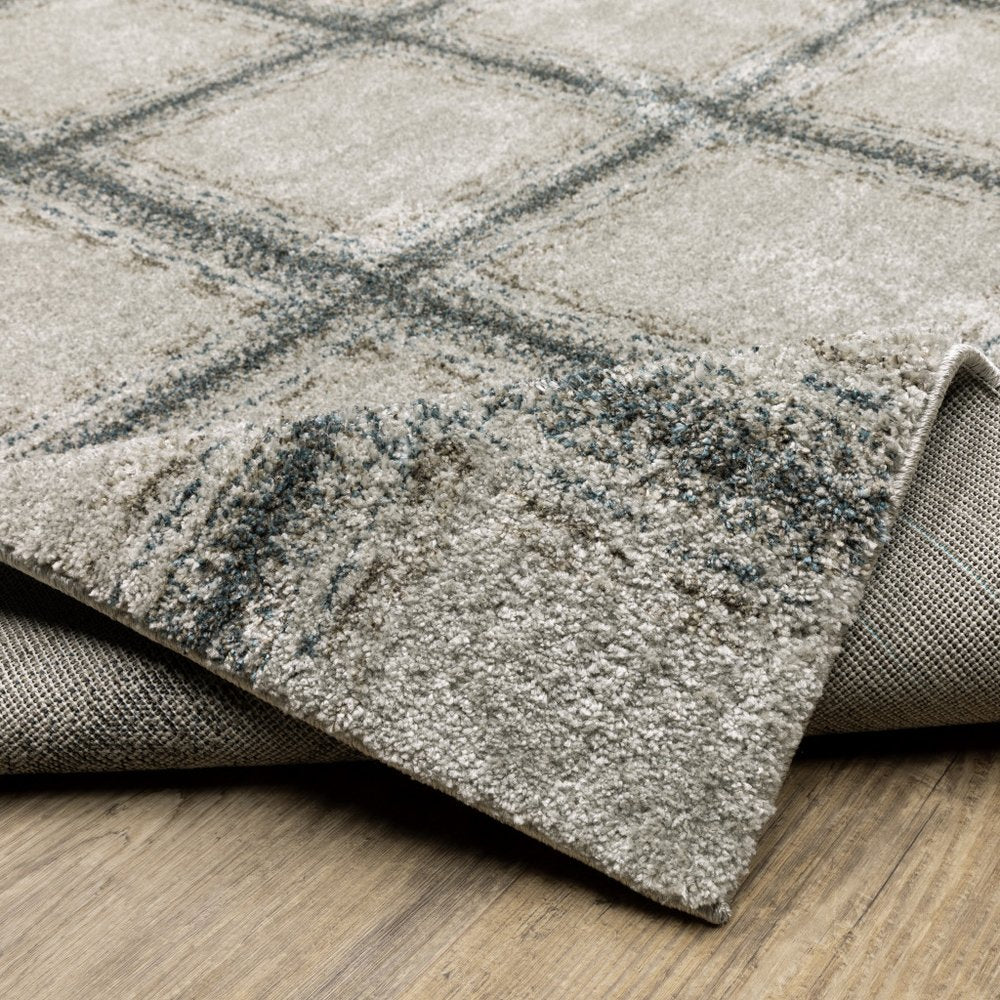 8' Gray Geometric Runner Rug