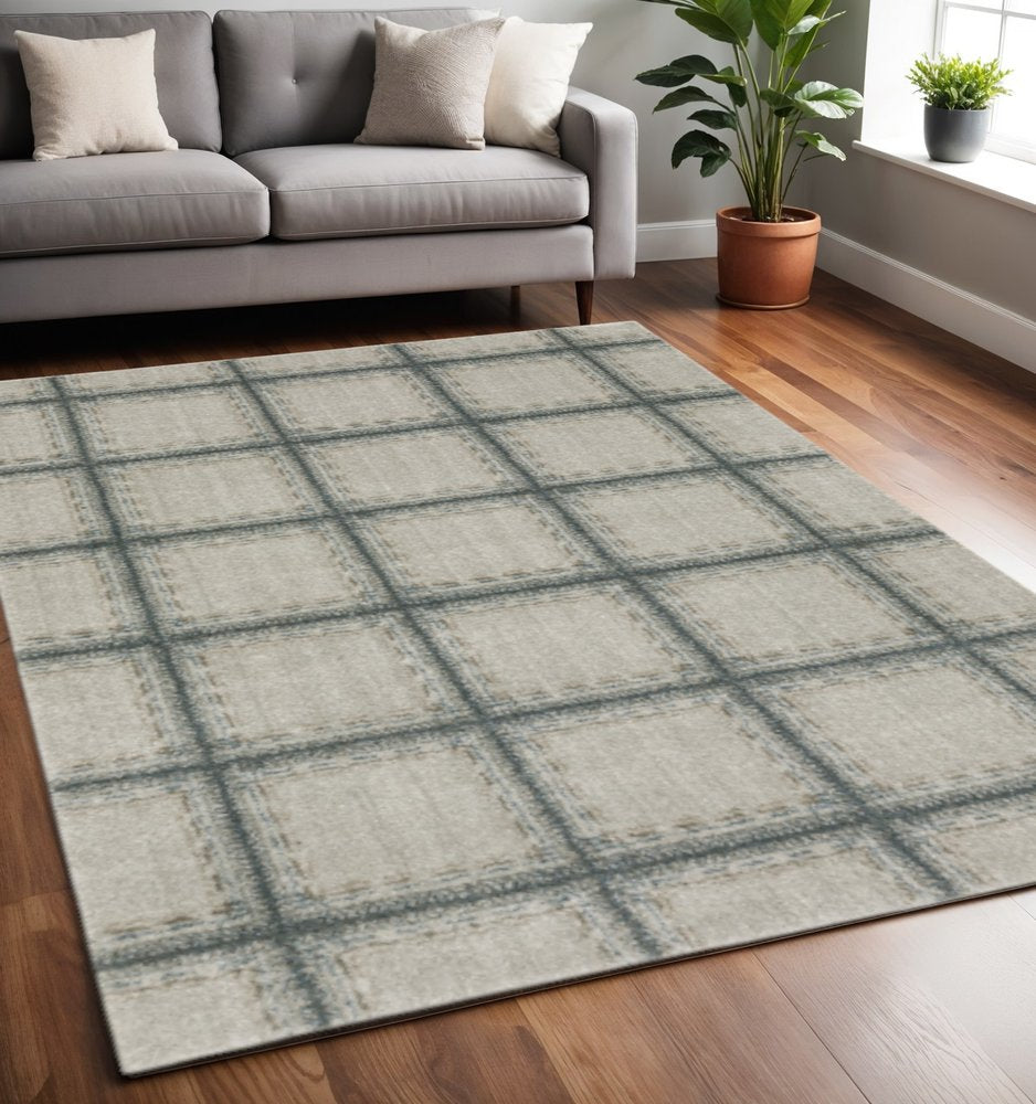 5' X 8' Gray Geometric Power Loom Area Rug