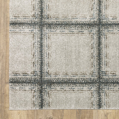7' X 10' Gray Geometric Power Loom Area Rug
