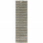 8' Beige And Blue Abstract Distressed Runner Rug