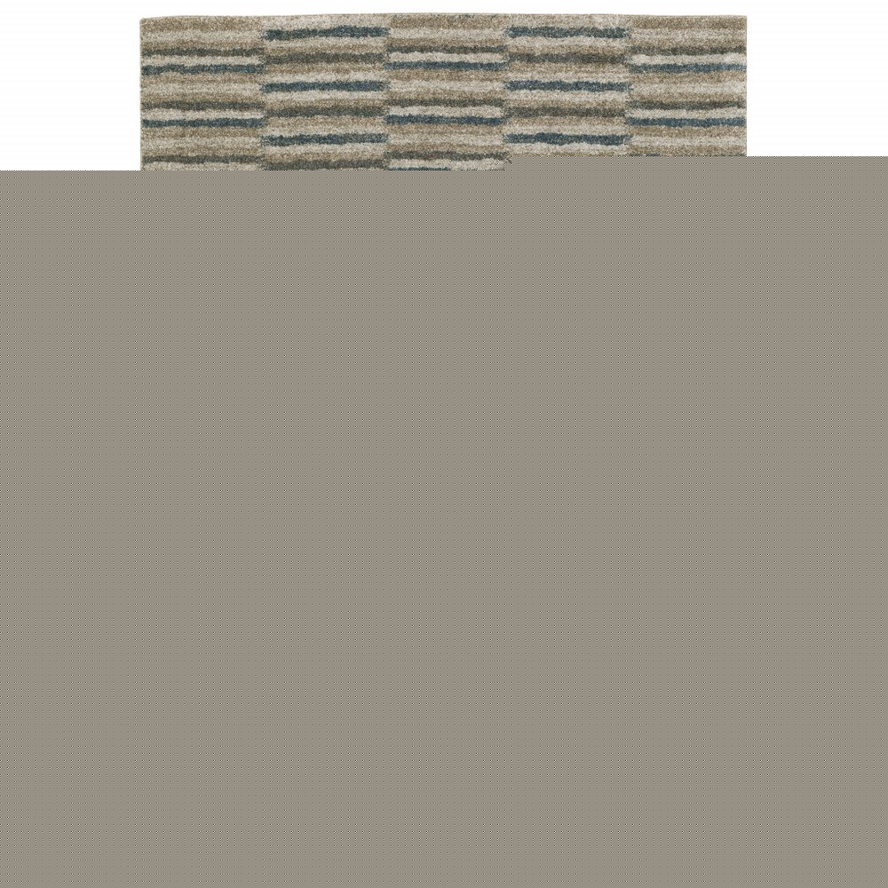 5' X 8' Teal Blue Geometric Power Loom Area Rug