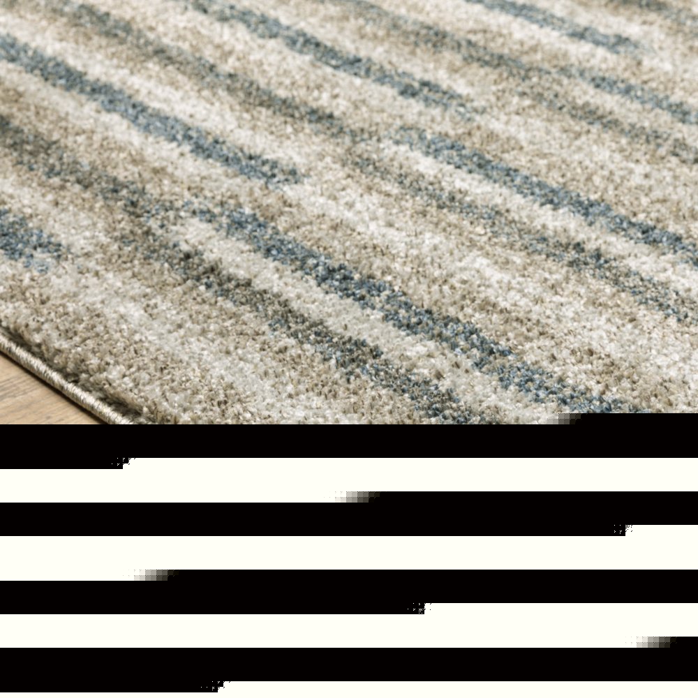 5' X 8' Teal Blue Geometric Power Loom Area Rug
