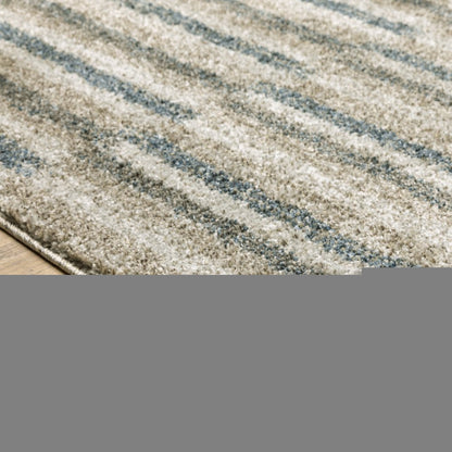 5' X 8' Teal Blue Geometric Power Loom Area Rug