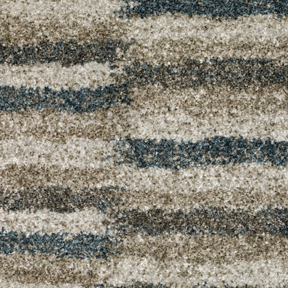 5' X 8' Teal Blue Geometric Power Loom Area Rug